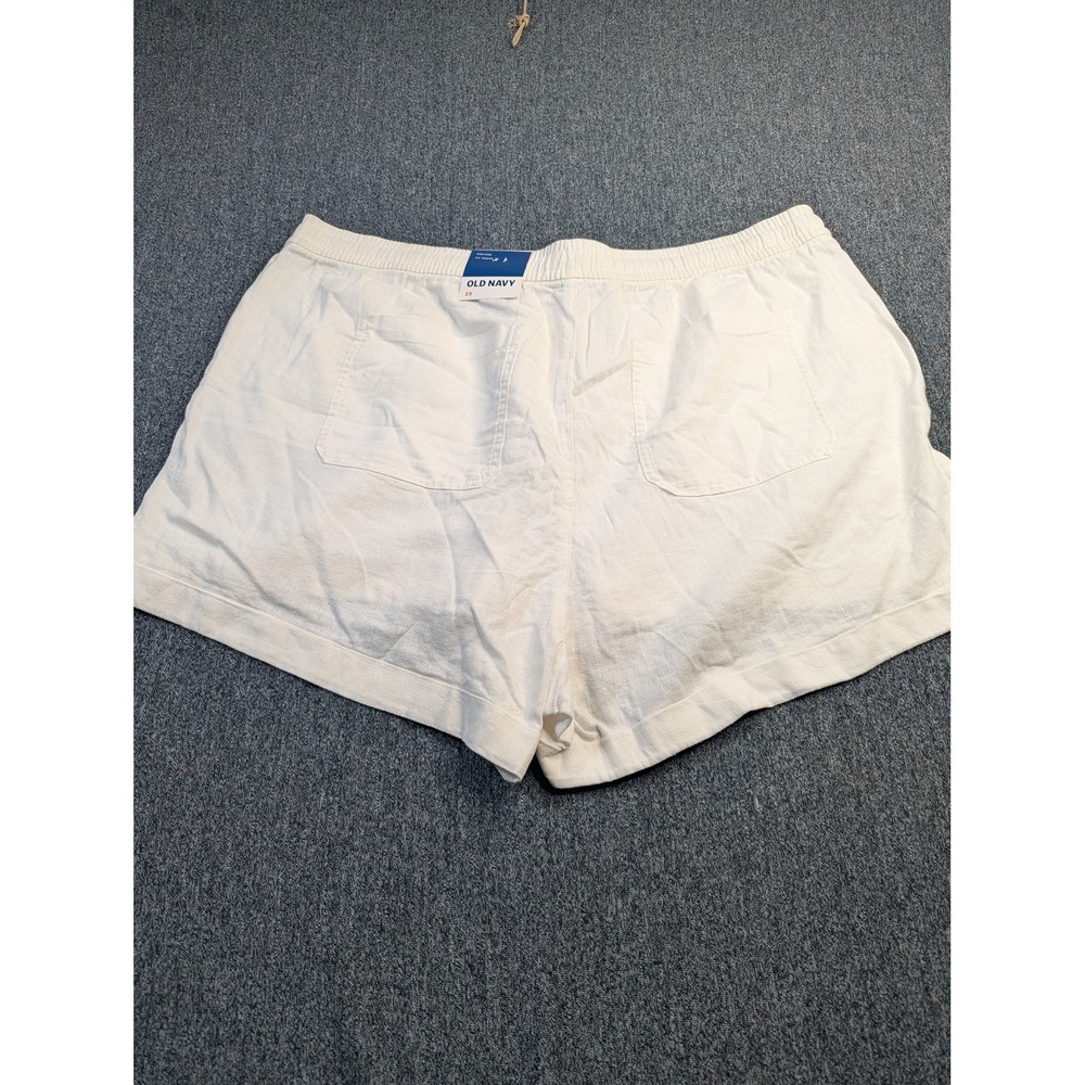 Old‎ Navy Womens 2X High Rise Linen Blend Shorts Cream Off White 3.5 Inseam NWT - Picture 3 of 6